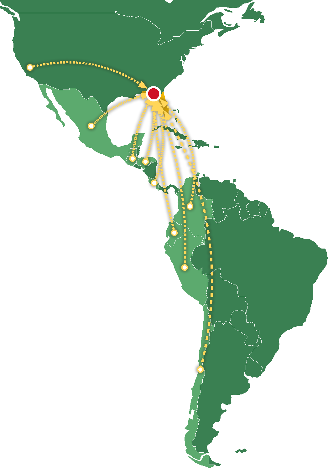 Mapa: productos de Latinoamérica y USA llegan a Tallahassee, Florida